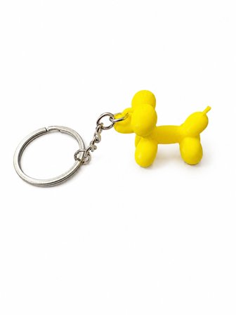 Sarı Balon Köpek Anahtarlık  3D Baskı Dekoratif Mini Köpek Figürlü Anahtarlık - 10 Adet