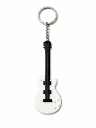 Elektro Gitar Anahtarlık Dekoratif Müzik Temalı Çanta ve Anahtar Aksesuar - Beyaz - 10 Adet