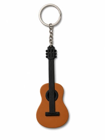 Kahverengi Klasik Gitar Anahtarlık Müzik Temalı Dekoratif Aksesuar - 10 Adet
