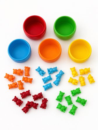 Renk Eşleştirme Oyunu Montessori Eğitim Seti Renkleri Kaselere Yerleştirme Oyunu
