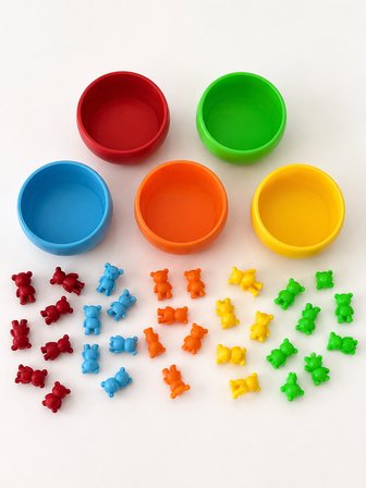 Renk Eşleştirme Oyunu Montessori Eğitim Seti Renkleri Kaselere Yerleştirme Oyunu