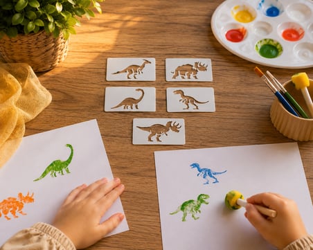 Dinozor Stencil Seti Boyama Şablonu Eğitici Çizim Kalıbı 5’li
