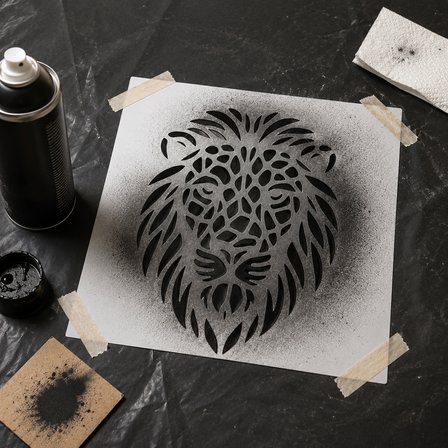 Aslan Desenli Stencil Şablon  Boyama, Duvar Sanatı ve DIY Craft Kalıbı