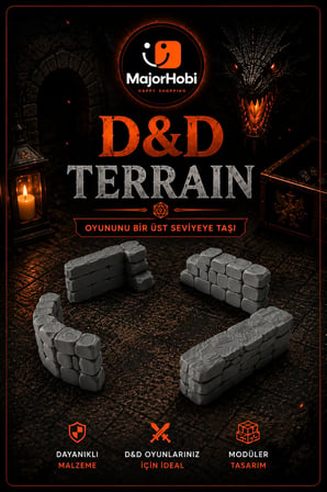 DnD Terrain Modüler Taş Duvar Seti  Dungeon Harita Aksesuarı Masa Oyunu