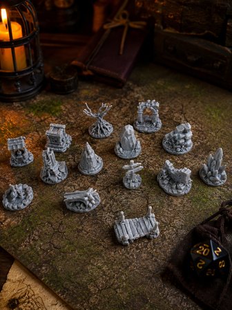 DnD Terrain Seti  Masa Oyunu Harita Aksesuarı Dungeon Scenery Dekor Seti 14lü