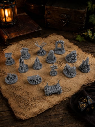 DnD Terrain Seti  Masa Oyunu Harita Aksesuarı Dungeon Scenery Dekor Seti 14lü