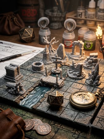 DnD Terrain Seti  Masa Oyunu Harita Aksesuarı Dungeon Scenery Dekor Seti 14lü