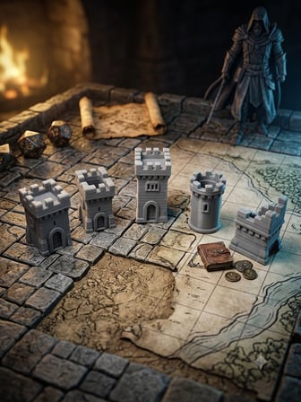 DnD Kale Kule Seti  5’li Terrain Castle Tower Masa Oyunu Aksesuarı