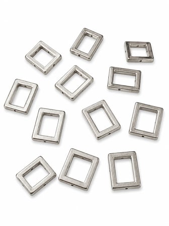 Silver Akrilik Dikdörtgen Bağlantı Aparatı Boncuk 25 Adet Takı ve Çanta Aksesuarı - 30x24 mm