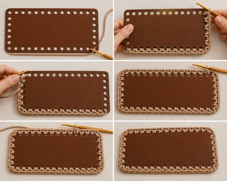 Çanta Yapım Seti Dikdörtgen Çanta Tabanı ve 2 Çanta Sapı 20x11 cm Kahverengi
