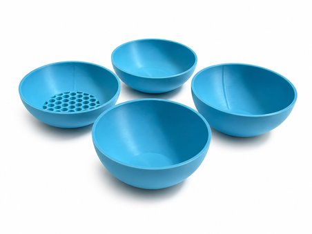 4lü Duyusal Oyun Kasesi Seti 85 mm Montessori Etkinlik Kabı Duyu ve Ayıklama Kasesi Mavi