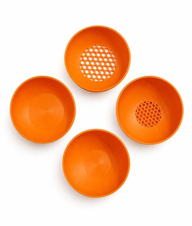 4lü Duyusal Oyun Kasesi Seti 85 mm Montessori Etkinlik Kabı Duyu ve Ayıklama Kasesi Turuncu