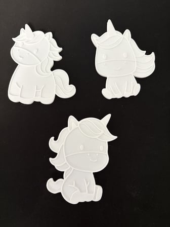 3lü Unicorn Boyama Paneli Seti 10 cm  Boyanabilir Dekoratif Figür