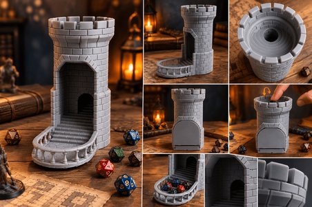 D&D Zar Kulesi – Katlanabilir Dice Tower Masaüstü RPG Zar Atma Kulesi 19 cm