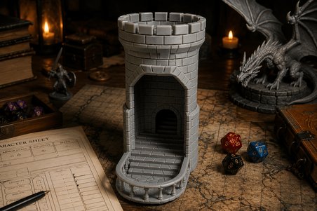 D&D Zar Kulesi – Katlanabilir Dice Tower Masaüstü RPG Zar Atma Kulesi 19 cm