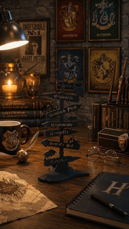 Hogwarts Yön Tabelası Dekoru – Harry Potter Temalı Masaüstü ve Raf Süsü - 25 cm