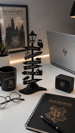 Hogwarts Yön Tabelası Dekoru – Harry Potter Temalı Masaüstü ve Raf Süsü - 25 cm
