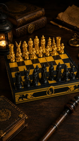 Harry Potter Temalı Satranç Takımı 22x22 cm – Dekoratif Satranç Seti ve Saklama Kutusu