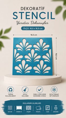 Dekoratif Damla Desenli Stencil Şablonu – Duvar, Ahşap, Kumaş ve Mobilya Boyama Kalıbı