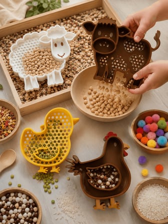Çiftlik Temalı Duyu Etkinlik Seti 4lü Montessori Duyu Oyunu ve İnce Motor Beceri Seti