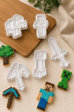 Minecraft Kurabiye Kalıbı 5li Set  Şeker Hamuru, Oyun Hamuru ve Fondan Kalıbı