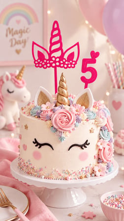 Unicorn Pasta Süsü ve Rakam Seti  Kişiye Özel Doğum Günü Pasta Dekoru