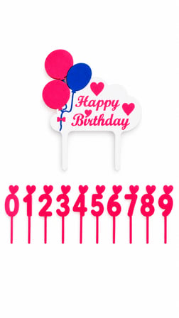 Happy Birthday Pasta Süsü ve Rakam Seti  Kişiye Özel Doğum Günü Pasta Dekoru