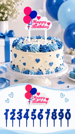 Happy Birthday Pasta Süsü ve Rakam Seti  Kişiye Özel Doğum Günü Pasta Dekoru