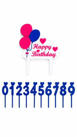 Happy Birthday Pasta Süsü ve Rakam Seti  Kişiye Özel Doğum Günü Pasta Dekoru