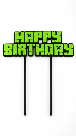 Happy Birthday Minecraft Temalı Pasta Süsü Cake Topper 17x17 cm