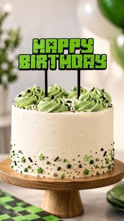 Happy Birthday Minecraft Temalı Pasta Süsü Cake Topper 17x17 cm