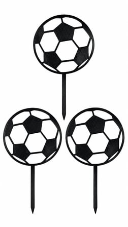 Futbol Topu Pasta Süsü 3’lü Set – Doğum Günü Cake Topper 16x10 cm - Siyah