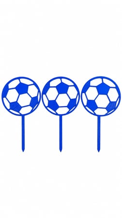 Futbol Topu Pasta Süsü 3’lü Set – Doğum Günü Cake Topper 16x10 cm - Mavi