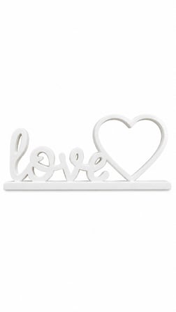 Love Yazılı Kalpli Fotoğraf Çerçevesi Masaüstü Dekoratif Çerçeve 20x10 cm - Beyaz