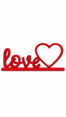 Love Yazılı Kalpli Fotoğraf Çerçevesi Masaüstü Dekoratif Çerçeve 20x10 cm - Kırmızı