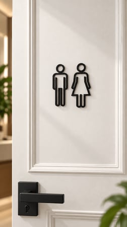 Kadın Erkek WC Kapı Tabelası Siyah Modern Tuvalet İşareti 19x13 cm