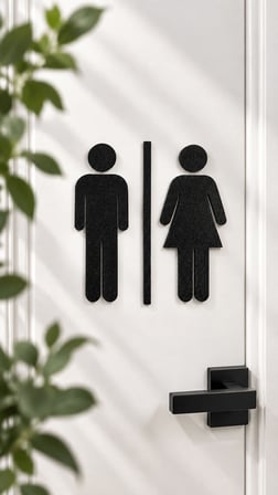 Kadın Erkek WC Kapı Tabelası Siyah Modern Tuvalet İşareti 15,5 cm
