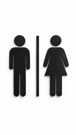 Kadın Erkek WC Kapı Tabelası Siyah Modern Tuvalet İşareti 15,5 cm