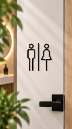 Kadın Erkek WC Kapı Tabelası Minimal Siyah Tuvalet İşareti 18 cm