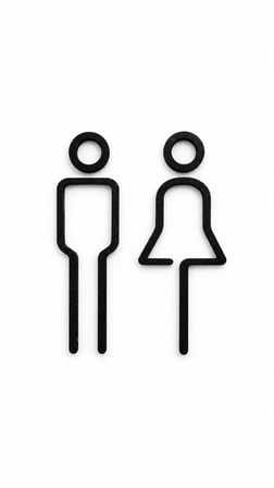 Kadın Erkek WC Kapı Tabelası Minimal Siyah Tuvalet İşareti 18 cm