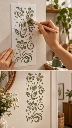 Çiçek Desenli Dekoratif Stencil Şablonu 6,5x15 cm – Boyama ve Hobi Şablonu