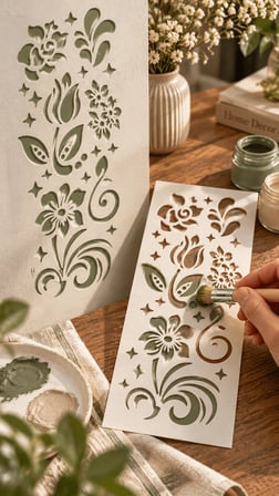 Çiçek Desenli Dekoratif Stencil Şablonu 6,5x15 cm – Boyama ve Hobi Şablonu