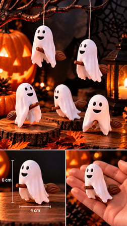 Süpürgeli Hayalet Figürü 6 cm 5’li Set – Halloween Dekoratif Süs