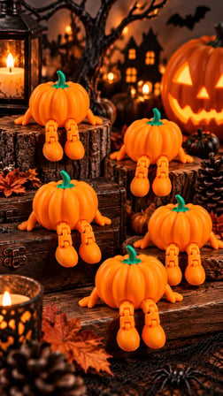 Hareketli Bacaklı Balkabağı Figürü 3 cm 5’li Set – Halloween Dekoru