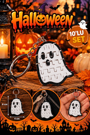 Halloween Flexi Hayalet Anahtarlık 6 cm 10’lu Set – Hareketli Figür