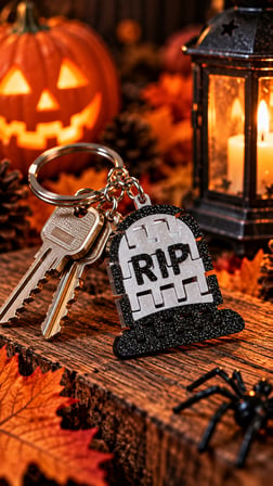 Halloween RIP Mezar Taşı Flexi Anahtarlık 5 cm 10’lu Set – Hareketli Figür