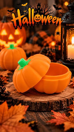 Halloween Balkabağı Şeker - Oyuncak Kutusu 6 cm 3’lü Set – Kapaklı Mini Kutu