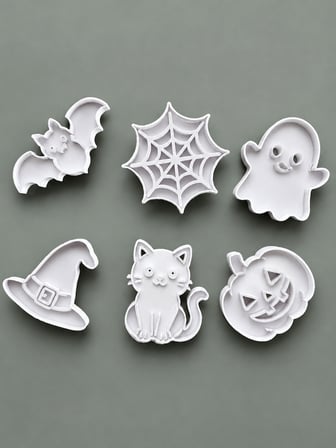 Halloween Kurabiye Kalıbı 6’lı Set 4-8 cm – Balkabağı Hayalet Yarasa Kedi Cadı