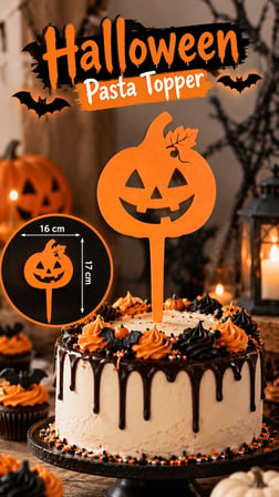 Halloween Balkabağı Pasta Süsü 16x17 cm – Cadılar Bayramı Pumpkin Cake Topper
