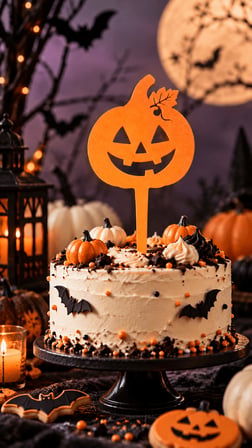 Halloween Balkabağı Pasta Süsü 16x17 cm – Cadılar Bayramı Pumpkin Cake Topper